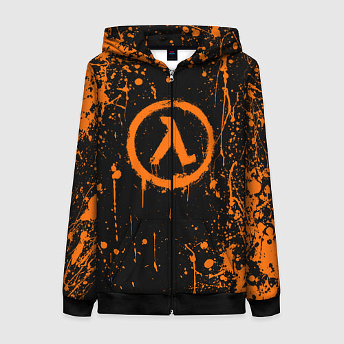 Женская толстовка на молнии Халф лайф - подтеки / 3D-Черный – фото 1