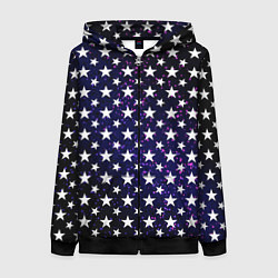 Женская толстовка на молнии Паттерн со звёздами тёмно-синий