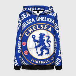 Толстовка на молнии женская Челси надписи по кругу и логотип, цвет: 3D-черный