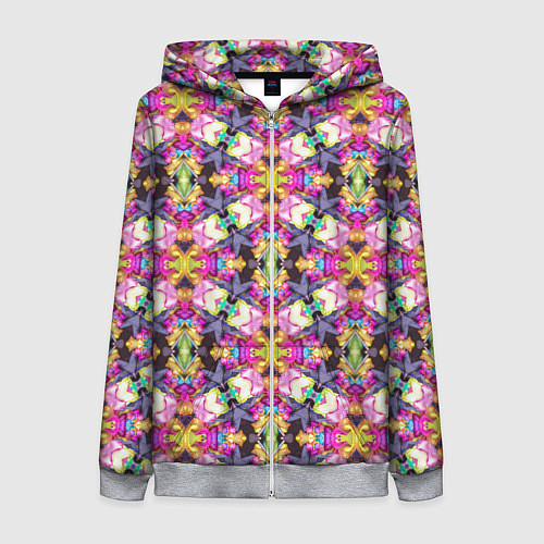 Женская толстовка на молнии Разноцветные узорчатые ромбы / 3D-Меланж – фото 1
