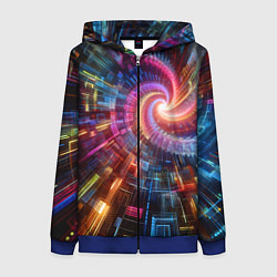 Женская толстовка на молнии Fractal neon spiral - ai art fantasy