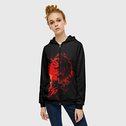 Толстовка на молнии женская Клинок, рассекающий демонов Танддиро, цвет: 3D-черный — фото 2