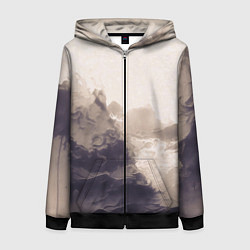 Толстовка на молнии женская Сепия абстрактная горная река, цвет: 3D-черный