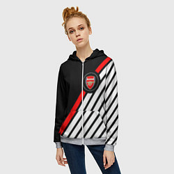 Толстовка на молнии женская Арсенал геометрия полосы, цвет: 3D-меланж — фото 2