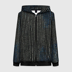 Толстовка на молнии женская Полосы с точками чёрно-синий, цвет: 3D-черный
