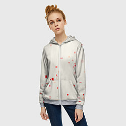Толстовка на молнии женская Color white red shapes, цвет: 3D-меланж — фото 2