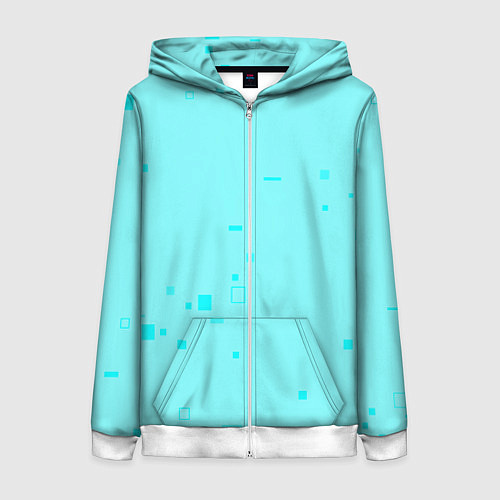 Женская толстовка на молнии Color light blue shapes / 3D-Белый – фото 1