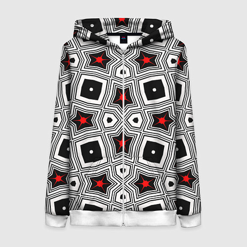 Женская толстовка на молнии Звезды в геометрической абстракции / 3D-Белый – фото 1