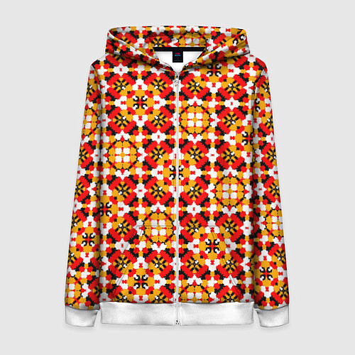 Женская толстовка на молнии Пестрый узорчатый паттерн / 3D-Белый – фото 1