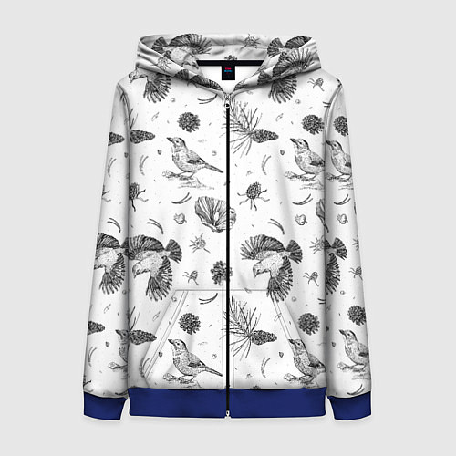 Женская толстовка на молнии Сойка в Бузулукском бору / 3D-Синий – фото 1