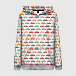 Женская толстовка на молнии Цветные машинки паттерн