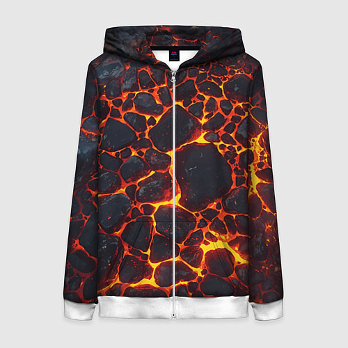 Женская толстовка на молнии Огненная лава вулкана / 3D-Белый – фото 1