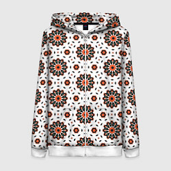Толстовка на молнии женская Геометрические цветы на белом, цвет: 3D-белый