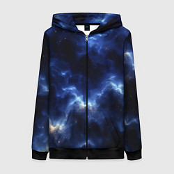 Толстовка на молнии женская Грозовая абстракция чёрно-синий, цвет: 3D-черный