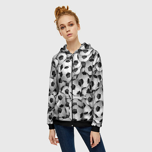 Женская толстовка на молнии Игра в мяч / 3D-Черный – фото 3