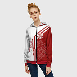 Толстовка на молнии женская Россия, цвет: 3D-красный — фото 2