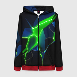 Женская толстовка на молнии Neon green glow
