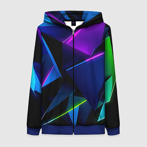 Женская толстовка на молнии Neon geometric / 3D-Синий – фото 1