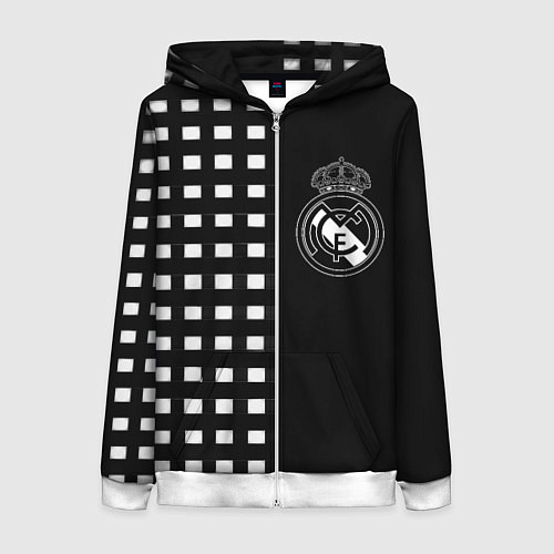 Женская толстовка на молнии Real Madrid клетка / 3D-Белый – фото 1
