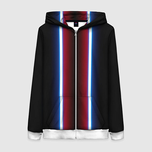 Женская толстовка на молнии Color white blue red neon / 3D-Белый – фото 1