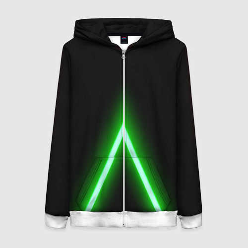 Женская толстовка на молнии Color neon green / 3D-Белый – фото 1