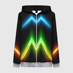 Толстовка на молнии женская Neon multicolored lines, цвет: 3D-меланж