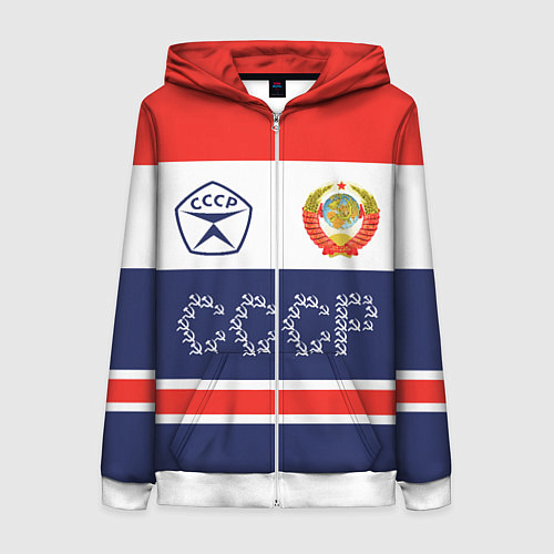 Женская толстовка на молнии Символика и знаки СССР / 3D-Белый – фото 1