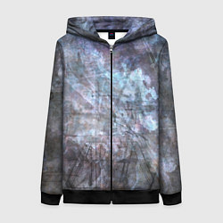 Толстовка на молнии женская Абстракция - gray-blue hurricane, цвет: 3D-черный