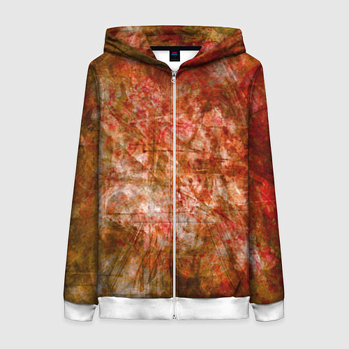 Женская толстовка на молнии Абстракция - bright red / 3D-Белый – фото 1