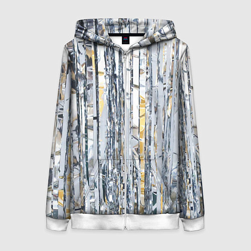 Женская толстовка на молнии Новогодний дождик / 3D-Белый – фото 1