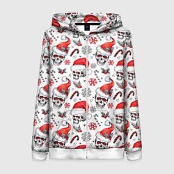 Женская толстовка на молнии Новогодние черепа