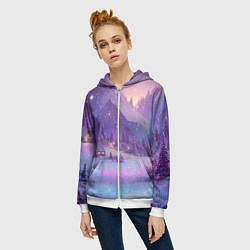 Толстовка на молнии женская Новогодняя магическая атмосфера, цвет: 3D-белый — фото 2