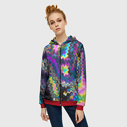 Толстовка на молнии женская Абстракция переливы, цвет: 3D-красный — фото 2