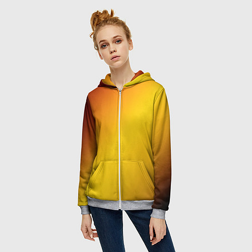 Женская толстовка на молнии Color yellow red gradient / 3D-Меланж – фото 3