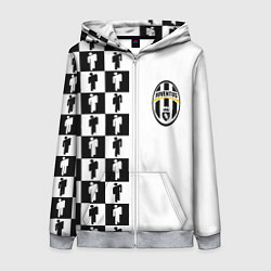 Толстовка на молнии женская Ювентус паттерн люди, цвет: 3D-меланж