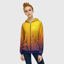 Толстовка на молнии женская Узоры золотистого инея, цвет: 3D-синий — фото 2