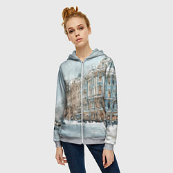 Толстовка на молнии женская Снежный день в Санкт-Петербурге, цвет: 3D-меланж — фото 2