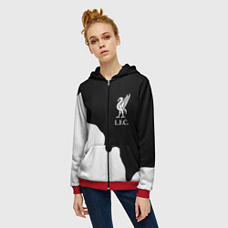 Толстовка на молнии женская Ливерпуль краски разводы, цвет: 3D-красный — фото 2