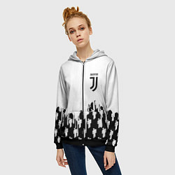 Толстовка на молнии женская Ювентус краски люди, цвет: 3D-черный — фото 2