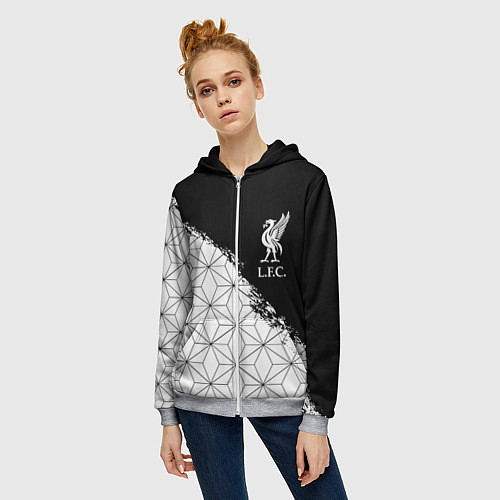 Женская толстовка на молнии Liverpool краски текстура геометрия / 3D-Меланж – фото 3