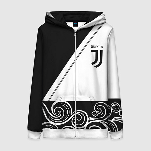 Женская толстовка на молнии Ювентус геометрия полосы текстура / 3D-Белый – фото 1