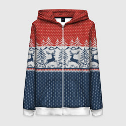 Женская толстовка на молнии Вязаный узор с оленями