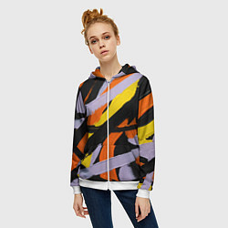 Толстовка на молнии женская Полоски краски абстракция, цвет: 3D-белый — фото 2