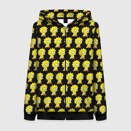 Женская толстовка на молнии Лиза Симпсон: узор / 3D-Черный – фото 1