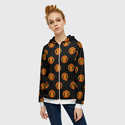 Толстовка на молнии женская Manchester United Pattern, цвет: 3D-белый — фото 2