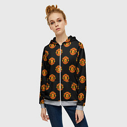 Толстовка на молнии женская Manchester United Pattern, цвет: 3D-меланж — фото 2