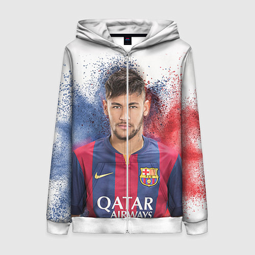Женская толстовка на молнии Neymar FCB / 3D-Белый – фото 1