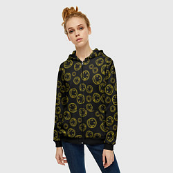 Толстовка на молнии женская Nirvana Pattern, цвет: 3D-черный — фото 2