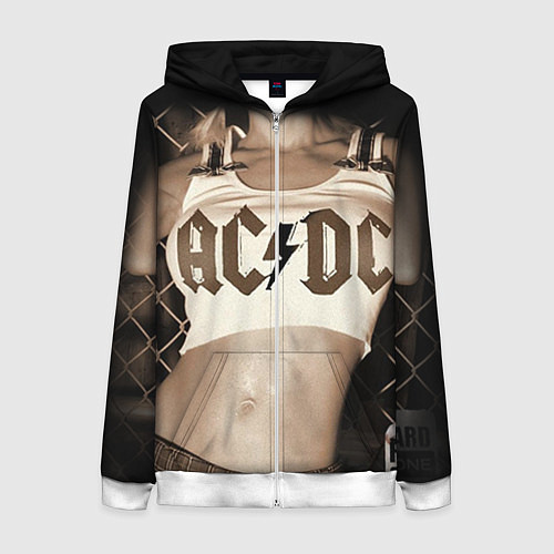 Женская толстовка на молнии AC/DC Girl / 3D-Белый – фото 1