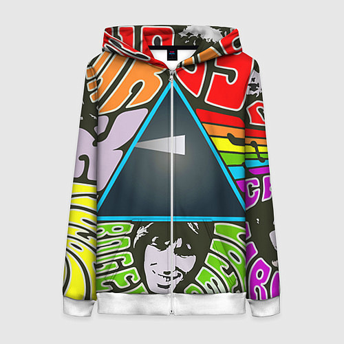 Женская толстовка на молнии Pink Floyd / 3D-Белый – фото 1